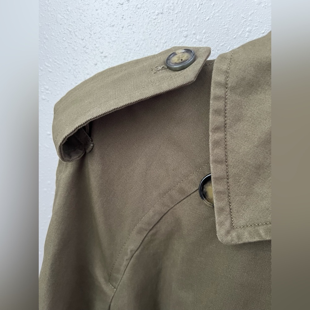 Mango Cotton Lapel Trench In Olive Green Size XS New - Picture 11 of 13